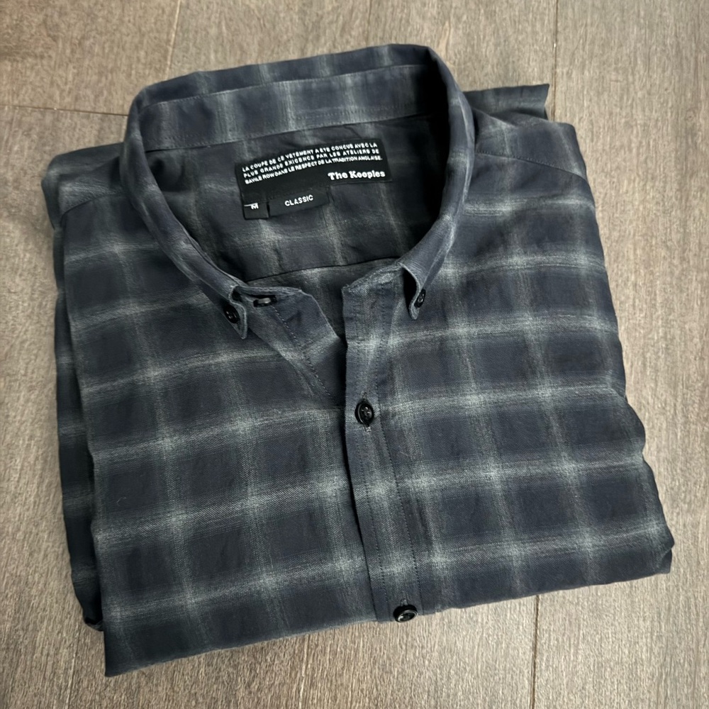 The Kooples - men’s plaid casual cotton shirt in black and grey (size Medium)